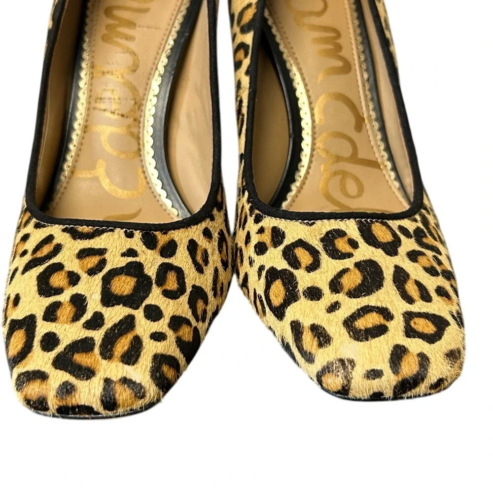 SAM EDELMAN Square Toe Genuine Calf Hair Animal‎ Print Stiletto Heels Size 6
